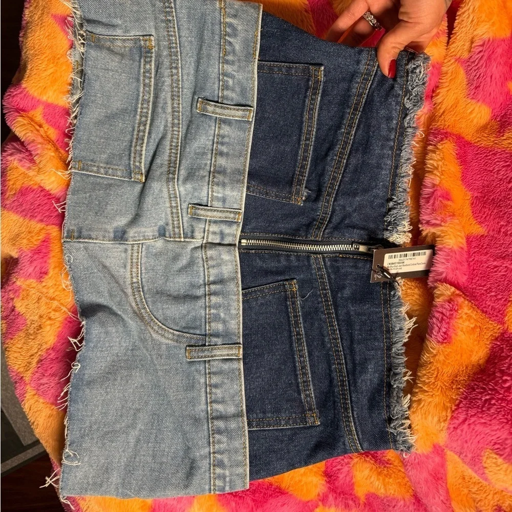 PrettyLittleThing Contrast Denim Mini Skirt